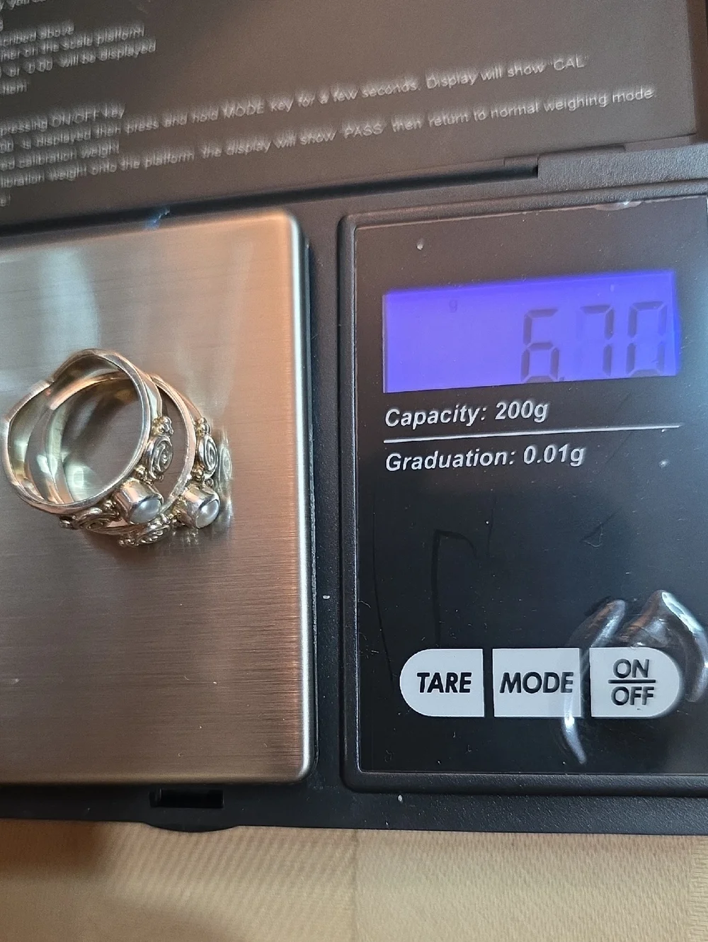 GENUINE PEARL 925 STERLING SILVER STACKING RINGS Size 6 - Picture 5 of 6